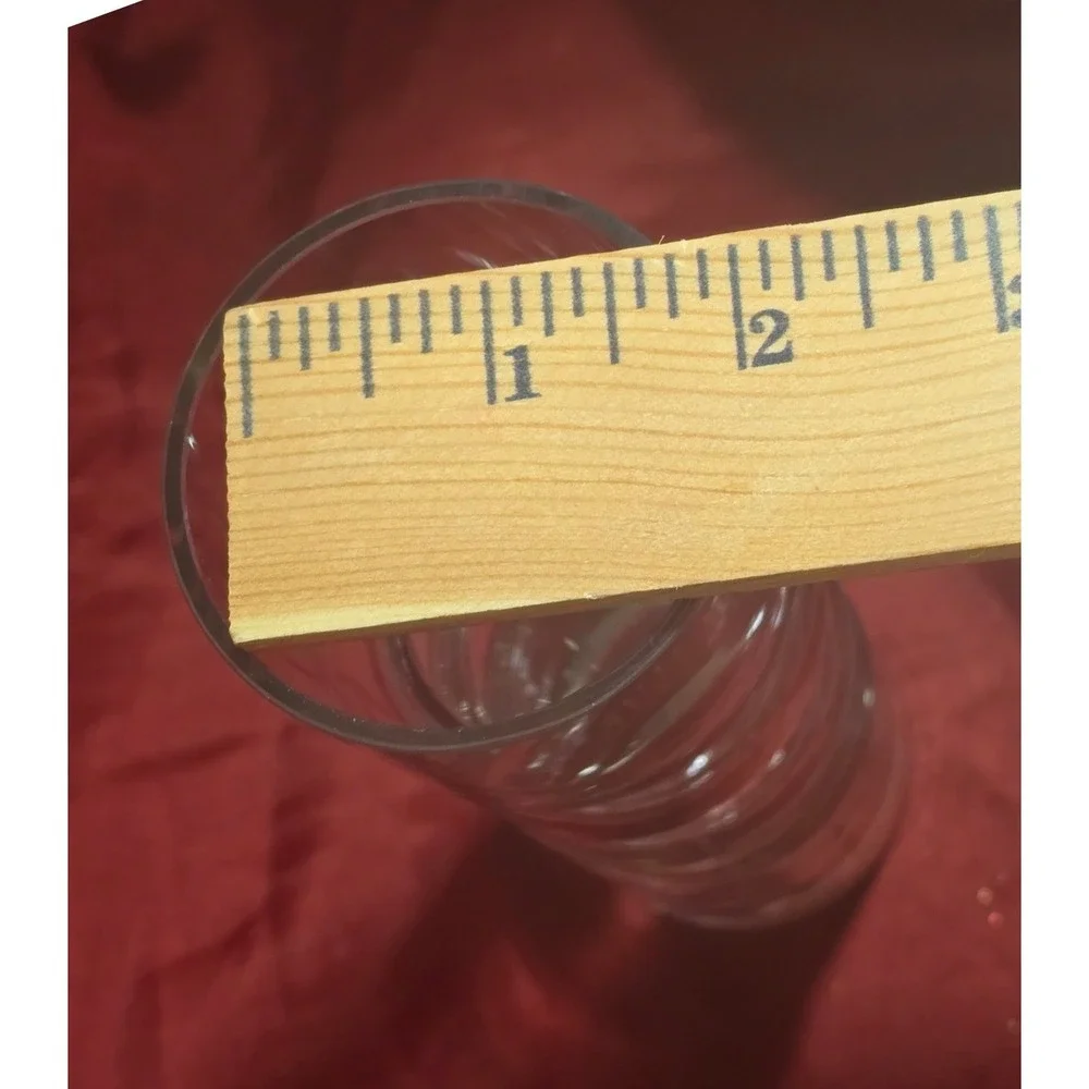 Vintage Mid Century Modern Clear Glass Stacked Bubble Vase Ribbed MCM 7.5 Inch